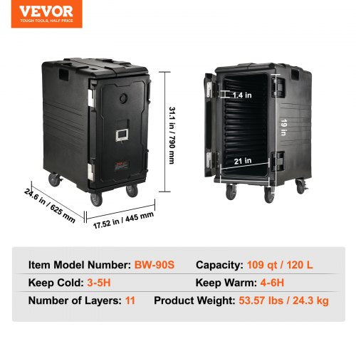 109 Qt Hot Box For Catering Front Loading Food Warmer WHandles  Wheels LLDPE Food Box Carrier WDoub 7
