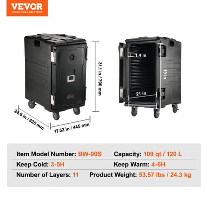 109 Qt Hot Box For Catering Front Loading Food Warmer WHandles  Wheels LLDPE Food Box Carrier WDoub 7
