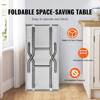 Stainless Steel Folding Table 48x30 Inch Commercial Prep Table WDouble Shelves HeavyDuty 772 Lbs Lo 4