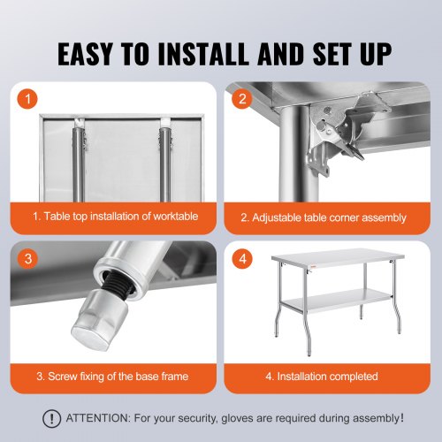 Stainless Steel Folding Table 48x30 Inch Commercial Prep Table WDouble Shelves HeavyDuty 772 Lbs Lo 6