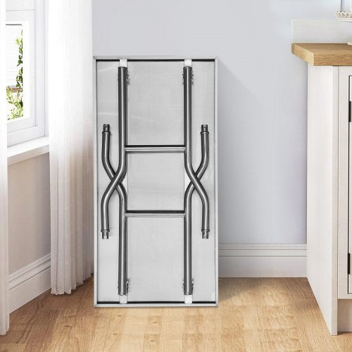 Stainless Steel Folding Table 48x30 Inch Commercial Prep Table WDouble Shelves HeavyDuty 772 Lbs Lo 1