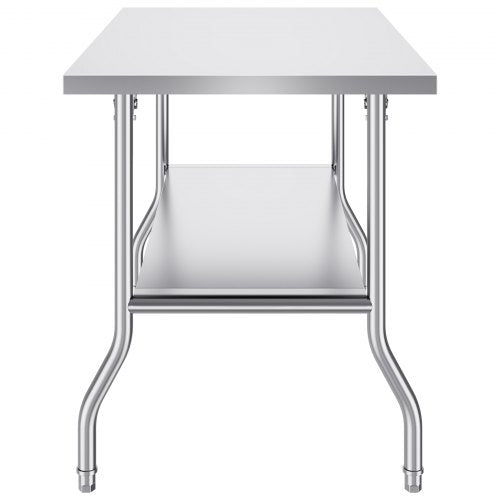 Stainless Steel Folding Table 48x30 Inch Commercial Prep Table WDouble Shelves HeavyDuty 772 Lbs Lo 10