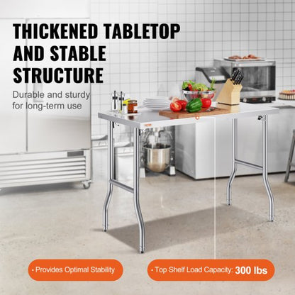 HeavyDuty Stainless Steel Folding Table 48 X 24 Kitchen Work Table With 661 Lbs Load Capacity Silve 3