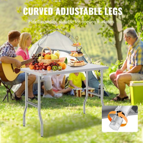HeavyDuty Stainless Steel Folding Table 48 X 24 Kitchen Work Table With 661 Lbs Load Capacity Silve 5
