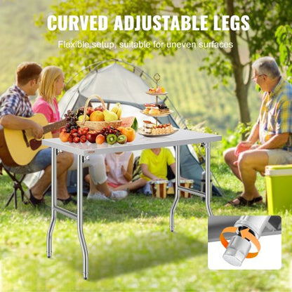 HeavyDuty Stainless Steel Folding Table 48 X 24 Kitchen Work Table With 661 Lbs Load Capacity Silve 5