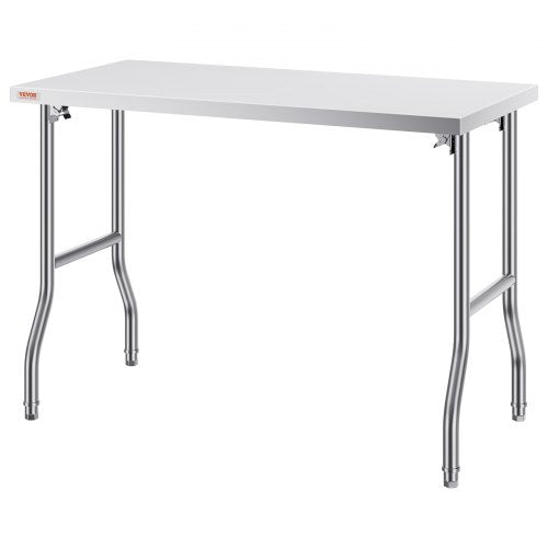 HeavyDuty Stainless Steel Folding Table 48 X 24 Kitchen Work Table With 661 Lbs Load Capacity Silve 8