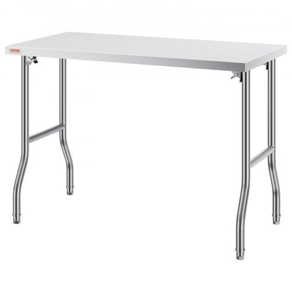 HeavyDuty Stainless Steel Folding Table 48 X 24 Kitchen Work Table With 661 Lbs Load Capacity Silve 8