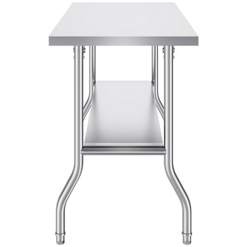 Commercial Stainless Steel Folding Prep Table HeavyDuty 300 Lbs Capacity Undershelf Storage Kitchen 10