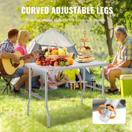 48x30 Inch Stainless Steel Kitchen Work Table HeavyDuty Folding Design W220 Lbs Capacity Commercial 6