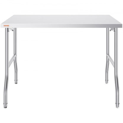 48x30 Inch Stainless Steel Kitchen Work Table, Heavy-Duty Folding Design w/220 lbs Capacity, Commercial-Grade Prep Table