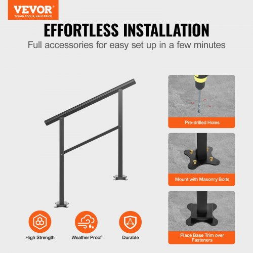 165LBS Load Aluminum Stair Handrail 36 X 35 Outdoor Stair Railing W030 Adjustable Angle Fits 23 Ste 2