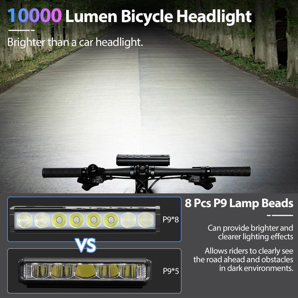 NEWBOLER 10000 Lumen USB Rechargeable Bike Light  Waterproof Front Cycling Headlamp With Power Bank 2