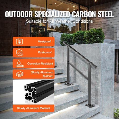 165LBS Load Aluminum Stair Handrail 36 X 35 Outdoor Stair Railing W030 Adjustable Angle Fits 23 Ste 3