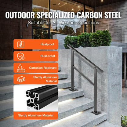 165LBS Load Aluminum Stair Handrail 36 X 35 Outdoor Stair Railing W030 Adjustable Angle Fits 23 Ste 3