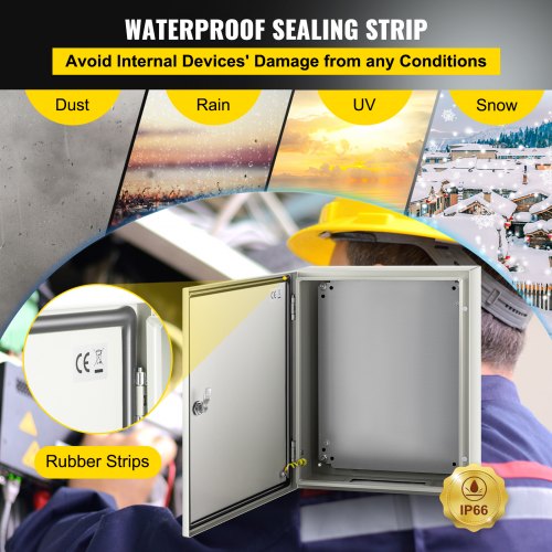20 X 16 X 6 NEMA 4X Steel Electrical Box IP66 Waterproof  Dustproof OutdoorIndoor Junction Box With 4