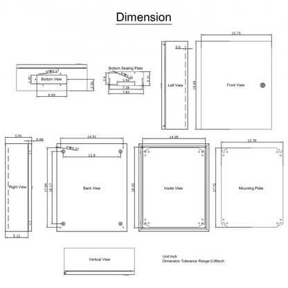 20 X 16 X 6 NEMA 4X Steel Electrical Box IP66 Waterproof  Dustproof OutdoorIndoor Junction Box With 8