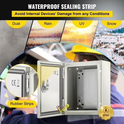 HeavyDuty 10x8x6 NEMA 4X Electrical Enclosure IP66 Waterproof Steel Junction Box For IndoorOutdoor  3