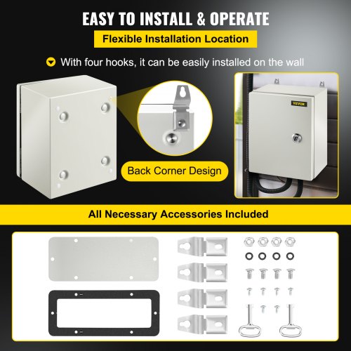 HeavyDuty 10x8x6 NEMA 4X Electrical Enclosure IP66 Waterproof Steel Junction Box For IndoorOutdoor  5