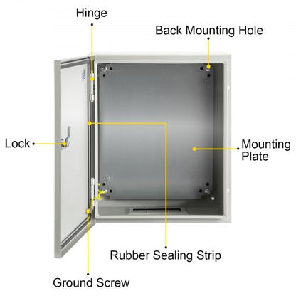 HeavyDuty 10x8x6 NEMA 4X Electrical Enclosure IP66 Waterproof Steel Junction Box For IndoorOutdoor  7