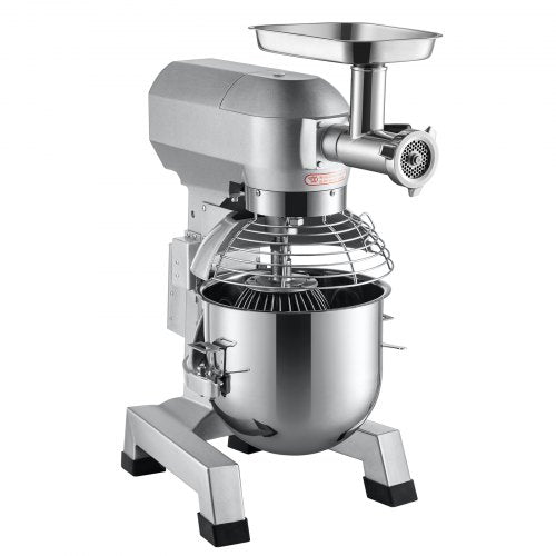 Commercial Stand Mixer, Stainless Steel Bowl, Electric Food Mixer with Meat Grinder, Dough Hook, Whisk & Beater