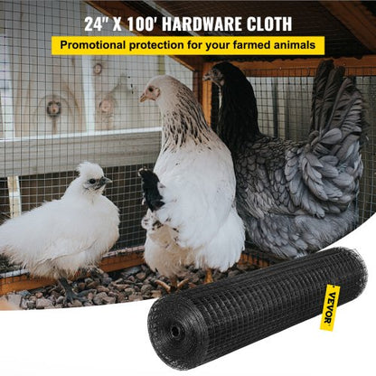 Hardware Cloth, Mesh Galvanized Steel Vinyl Coated Gauge Chicken Wire Fencing with Cutting Plier & Gloves, Garden