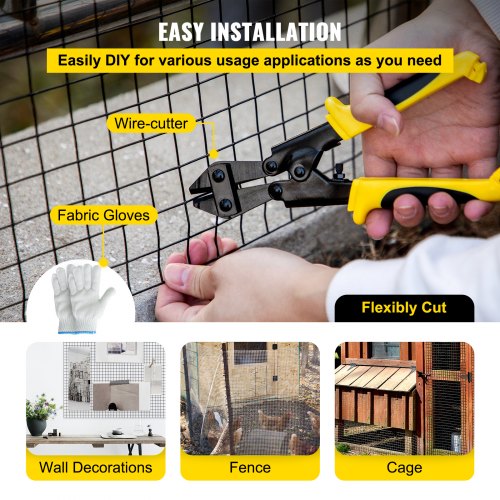 Hardware Cloth Mesh, Galvanized Steel Vinyl Coated Gauge Chicken Wire Fencing with Cutting Plier & Gloves for Garden