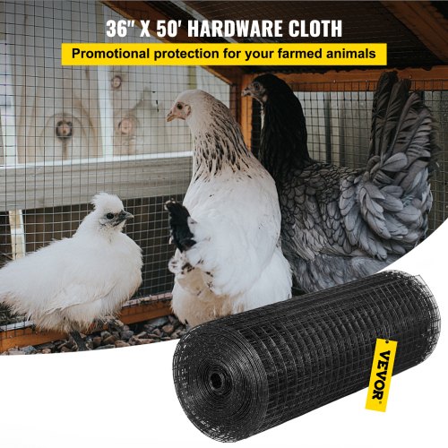 Hardware Cloth, Galvanized Steel Vinyl Coated Gauge Chicken Wire Fencing Mesh, Includes Wire Cutter & Gloves