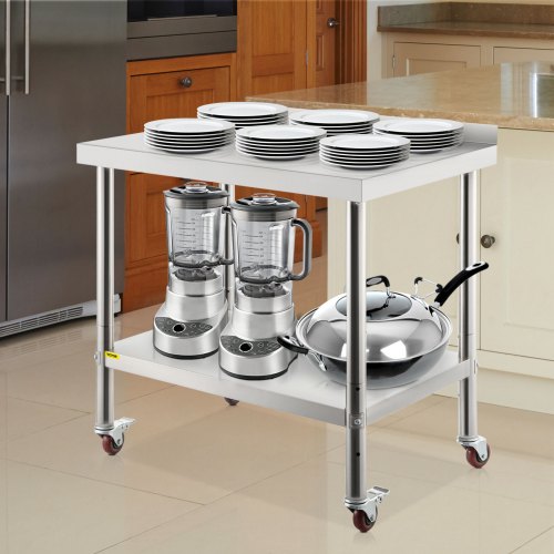 36 x 24 Inch Stainless Steel Prep Table, 440lb Capacity Commercial Worktable with Adjustable Undershelf, Backsplash