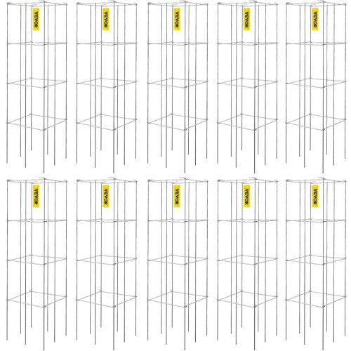 HeavyDuty Tomato Cages 10 Pack 461 Tall Square Plant Supports With PVC Coating  Ideal For Tomatoes  1