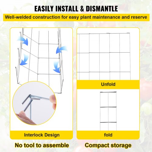 HeavyDuty Tomato Cages 10 Pack 461 Tall Square Plant Supports With PVC Coating  Ideal For Tomatoes  6