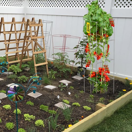 Heavy-Duty Tomato Cages (10 Pack), 46.1" Tall Square Plant Supports with PVC Coating – Ideal for Tomatoes, Peppers
