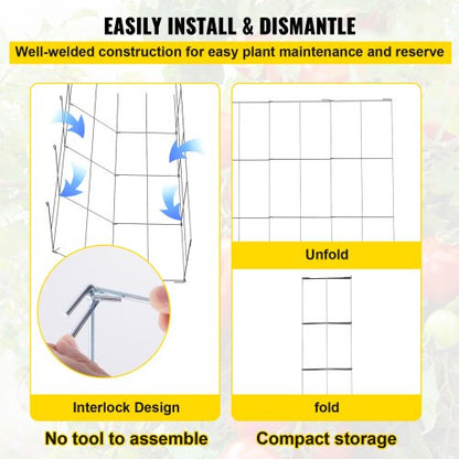 5Pack Square Tomato Cages 38ft Silver PVCCoated Steel Plant Supports For Tomatoes Vegetables  Climb 6