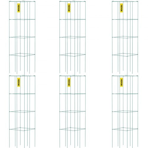6Pack 394 Tomato Cages 146 Square Plant Support For Vegetables Fruits  Flowers  Green PVCCoated Ste 1