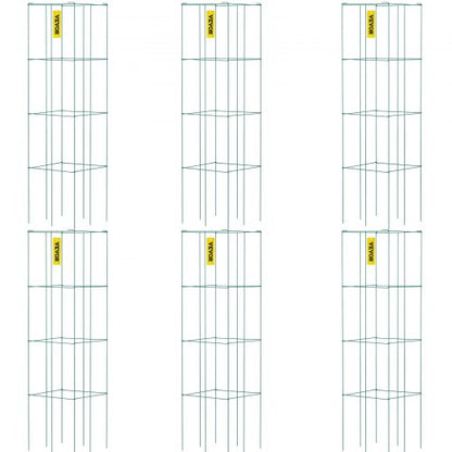 6Pack 394 Tomato Cages 146 Square Plant Support For Vegetables Fruits  Flowers  Green PVCCoated Ste 1