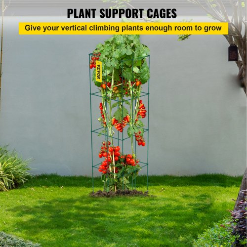 6Pack 394 Tomato Cages 146 Square Plant Support For Vegetables Fruits  Flowers  Green PVCCoated Ste 3