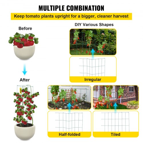 6Pack 394 Tomato Cages 146 Square Plant Support For Vegetables Fruits  Flowers  Green PVCCoated Ste 6