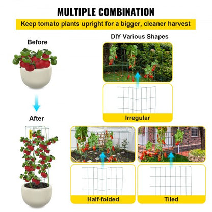 6Pack 394 Tomato Cages 146 Square Plant Support For Vegetables Fruits  Flowers  Green PVCCoated Ste 6