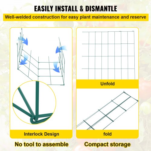 6Pack 394 Tomato Cages 146 Square Plant Support For Vegetables Fruits  Flowers  Green PVCCoated Ste 7