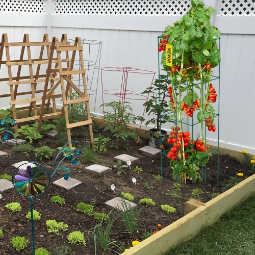 6Pack 394 Tomato Cages 146 Square Plant Support For Vegetables Fruits  Flowers  Green PVCCoated Ste 2