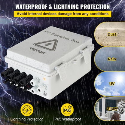 Solar PV Combiner Box 4 String 15A Fuse Box With 63A Breaker IP65 Waterproof For Outdoor Solar Pane 3