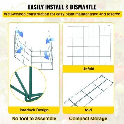Tomato Cages 10 Pack 3Tier 461 Tall Square Plant Support Cages Sturdy Green PVCCoated Steel Trellis 6