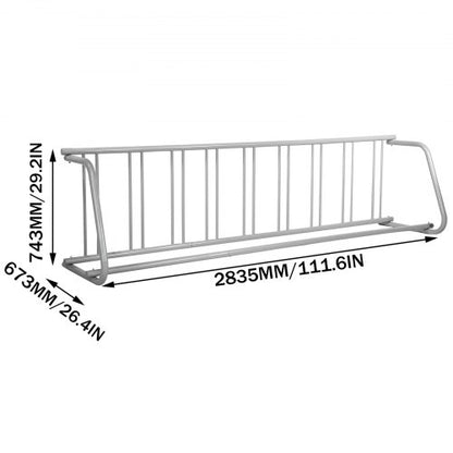 111" Length Floor Bike Rack, 9 Holders All-Steel Grid Bike Rack for Garages, Streets & Yards – Single-Side Storage Stand