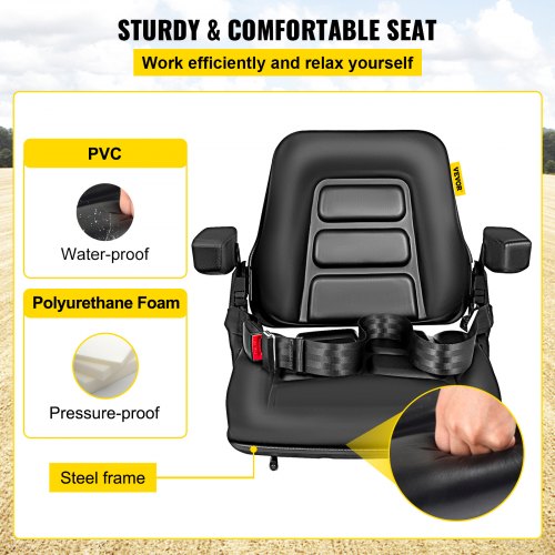Universal Fold Down Forklift Seat With Retractable Safety Belt  Armrest Adjustable Seat For Excavat 3