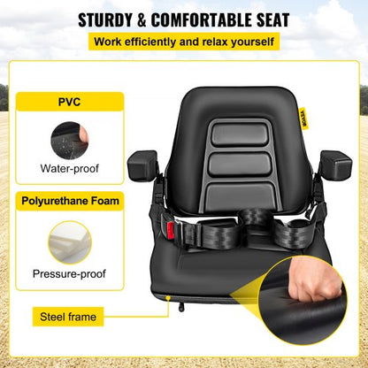 Universal Fold Down Forklift Seat With Retractable Safety Belt  Armrest Adjustable Seat For Excavat 3