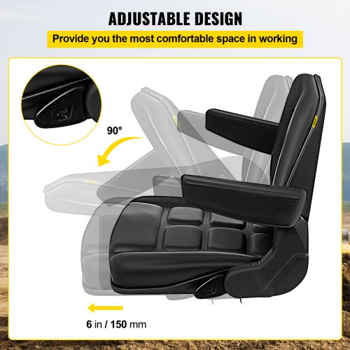 Universal Fold Down Forklift Seat With Retractable Safety Belt  Armrest Adjustable Seat For Excavat 5