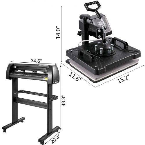 8in1 Heat Press  Vinyl Cutter Combo 12x15 Transfer Machine With 28 Cutting Plotter For DIY Crafts T 8
