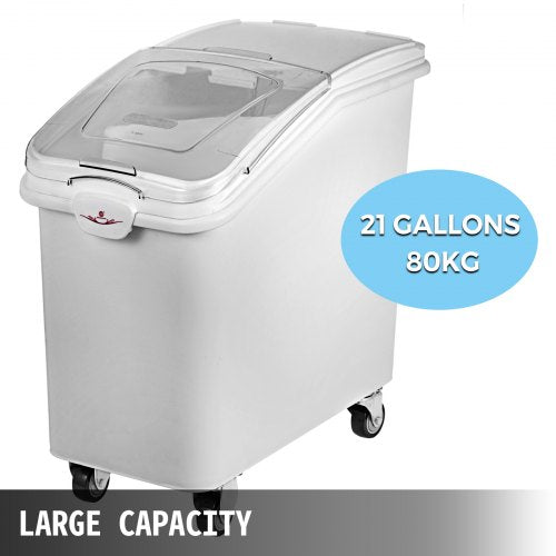 Commercial 21-Gallon Ingredient Bins with Casters, 2-Pack Food Safe Storage for Flour, Rice & Bulk Dry Goods
