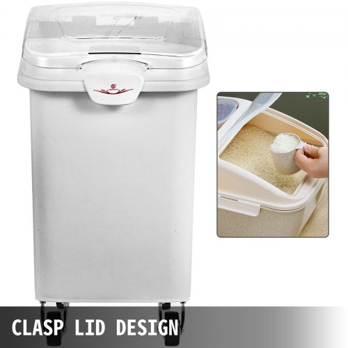 Commercial 21-Gallon Ingredient Bins with Casters, 2-Pack Food Safe Storage for Flour, Rice & Bulk Dry Goods