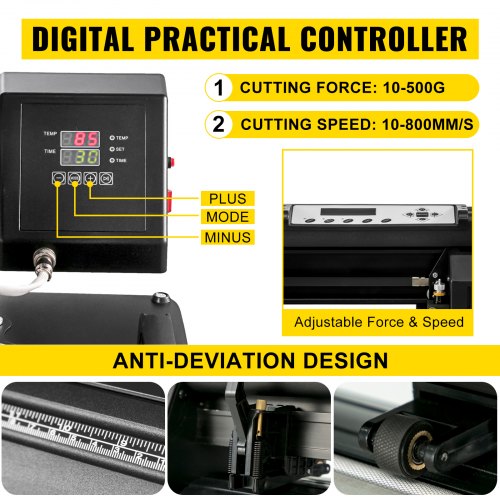5-in-1 Heat Press & Vinyl Cutter Combo – 15"x15" T-Shirt Press with 28" Cutting Plotter & USB Port for Custom Apparel