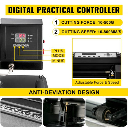 5-in-1 Heat Press & Vinyl Cutter Combo – 15"x15" T-Shirt Press with 28" Cutting Plotter & USB Port for Custom Apparel